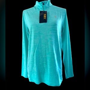 TBY- Women's Aqua Long Sleeve 1/4 Zip Golf Sport Polo Top. Size Small